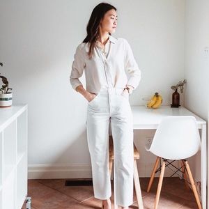 NWOT Everlane straight crop white pants